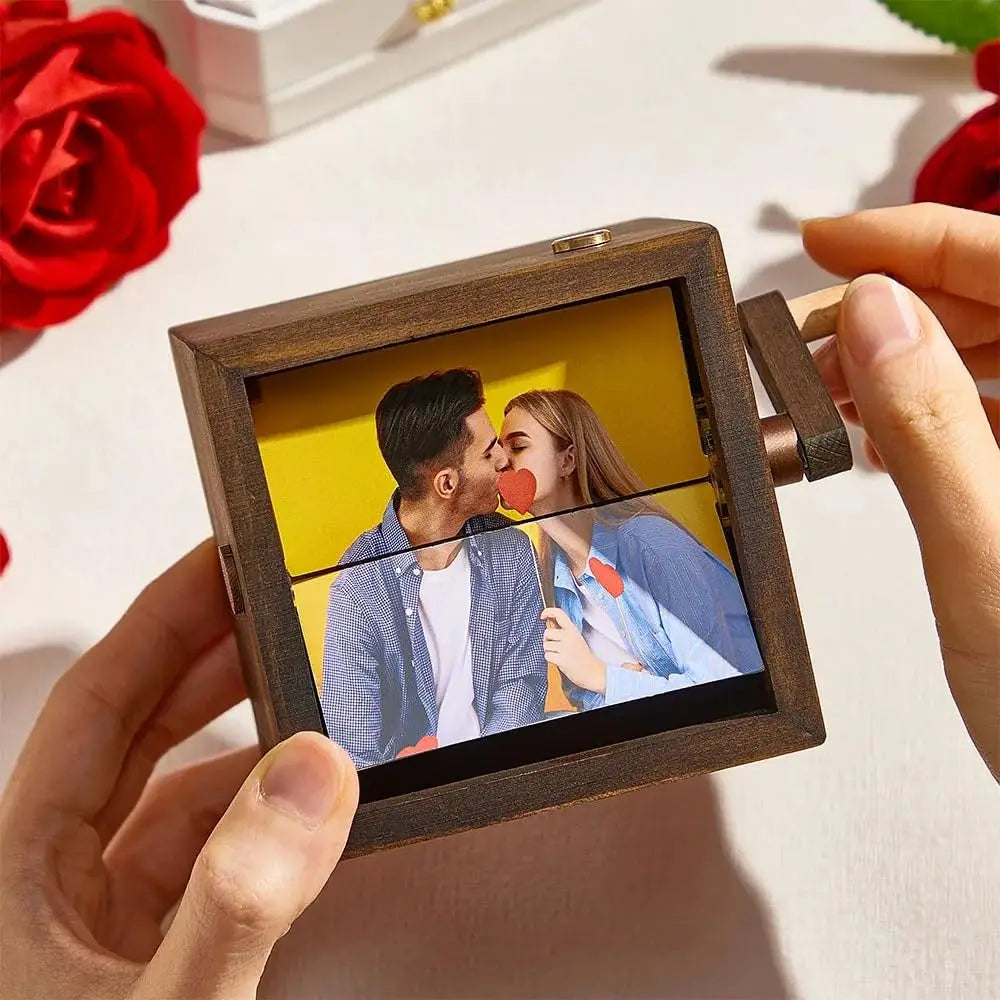 Custom Photo Flipbook Frame Animation Machine Mechanical Hand-Cranked Flipbook Box Photo Album with Light Unique Gifts