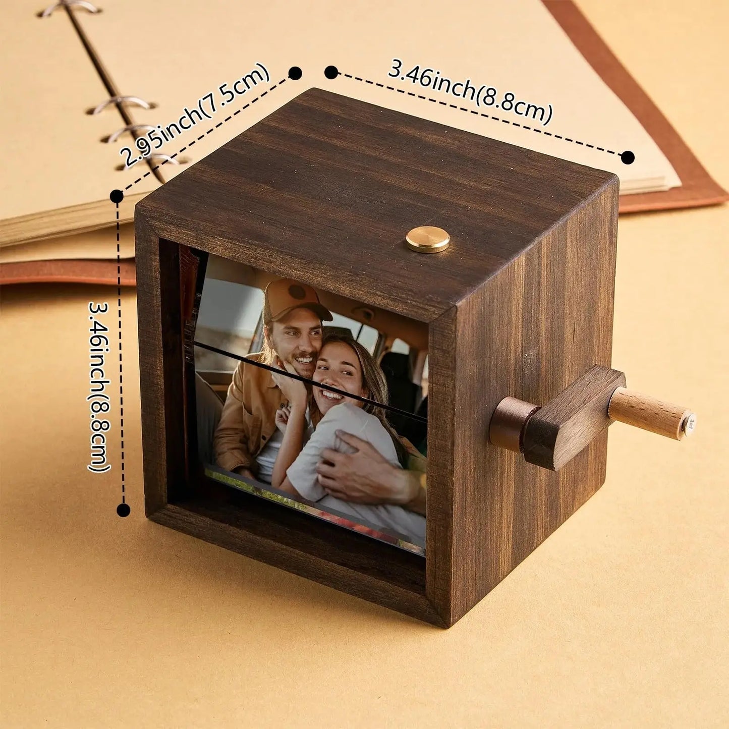 Custom Photo Flipbook Frame Animation Machine Mechanical Hand-Cranked Flipbook Box Photo Album with Light Unique Gifts