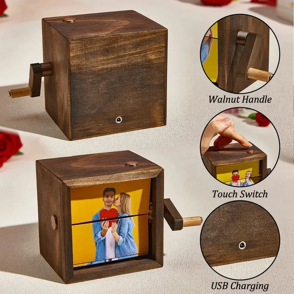 Custom Photo Flipbook Frame Animation Machine Mechanical Hand-Cranked Flipbook Box Photo Album with Light Unique Gifts